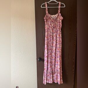 Lovestitch Nicolette Lace-Up Purple and Pink Floral Dress